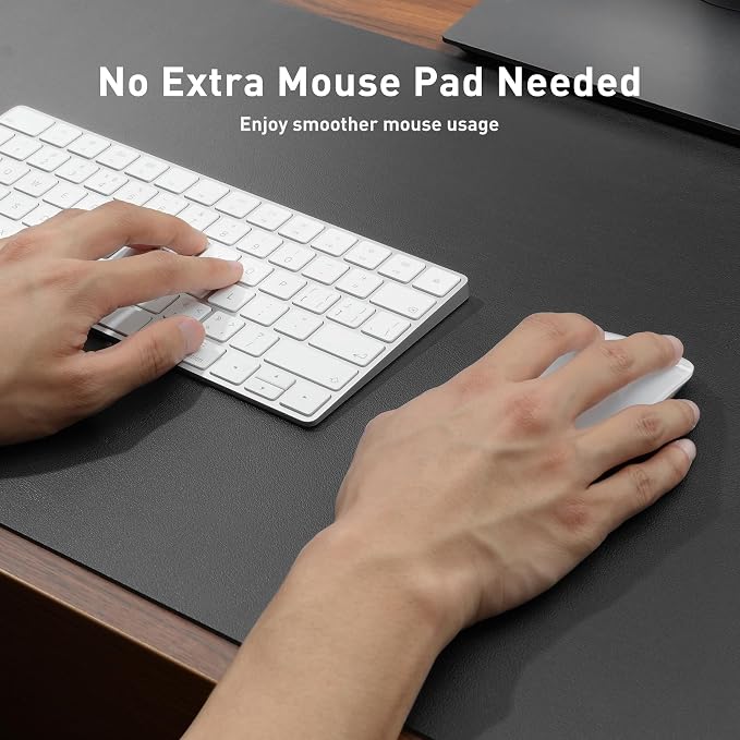Leather Desk Pad Protector,Mouse Pad,Office Desk Mat, Non-Slip PU Leather Desk Blotter,Laptop Desk Pad,Waterproof Desk Writing Pad for Office and Home (Gray,31.5" x 15.7") (Pack of 2)
