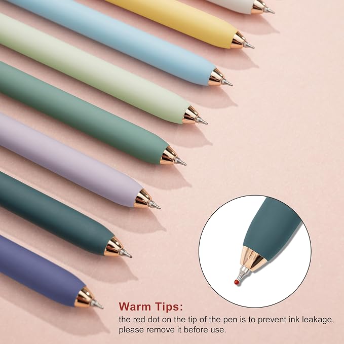 Linbsunne Gel Pens Black Ink Pens for Office 0.5mm Fine Point Pen Smooth Writing Retractable (Morandi-10 pcs)