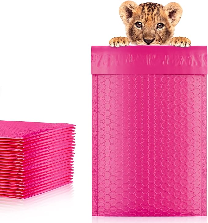 Poly Bubble Mailers, 4 x 7 Inch Pink Padded Mailers, Self Seal Shipping Envelopes, Lightweight Poly Mailer Bags, Waterproof Mailing Bags, Pack of 600