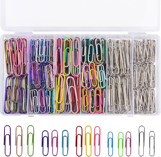 450PCS Paper Clips Assorted Sizes Medium and Large,Rich Colors | Office Supplies,Classroom Must Haves,School Supplies