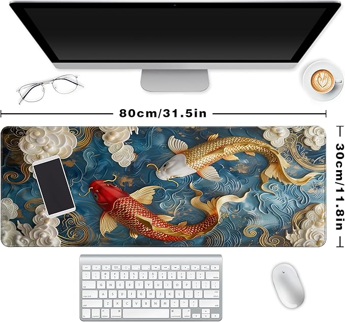 Long Gaming Mouse Pad Extended Anime Large Desk Pad with Non-Slip Base Full Keyboard Mat with Stitched Edges for Gaming and Office 31.5 x 11.8 inches (stereokoi)