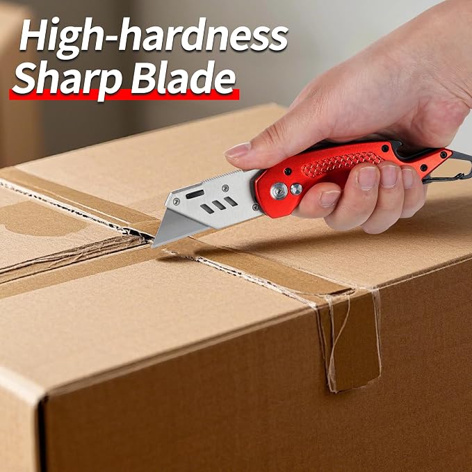 Vivicreate Folding Utility Knife Pocket Box Cutter Locking Safety Retractable Blade Quick Change Heavy Duty Razor Knife for Home Office Warehouse Navaja Plegable Cuchillo Cortador de Cajas