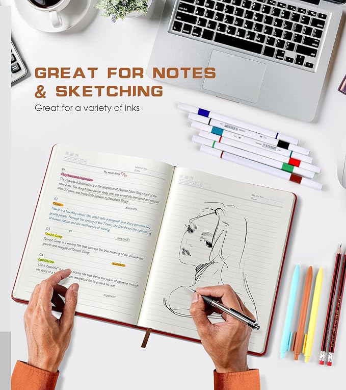 Lined Journal Notebook for Women Men,256 Pages A4 Large Hardcover Leather Journals for Writing,Travel,Business,Work,School,College Ruled Notebooks for Note Taking, Diary Notepad 8.6"×11"