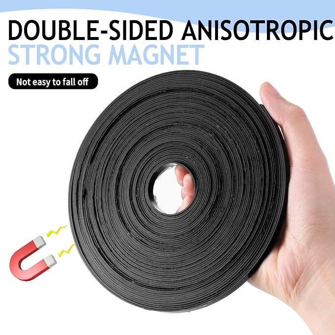Tellegloww Black Magnetic Tape Roll Thin Strips, 1/4 inch x 50 feet Magnetic Board Dividers Whiteboard Graphic Decorative Tape Marking Line for Classroom Office Art Accessories