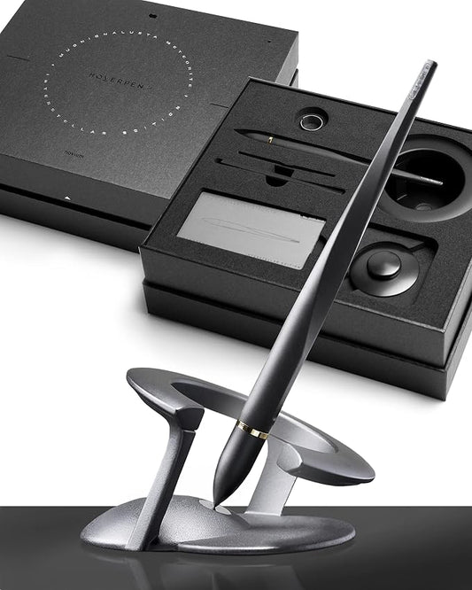Novium Hoverpen 2.0 Interstellar Edition - Space Black, Unisex, Ballpoint Pen, 23.5 Degree Angle, Schmidt Ballpoint Refill, No Spills, No Spotting, No Explosions | Unisex, Ballpoint Pen, 23.5 Degree Angle, Schmidt Ballpoint Refill, No Spills, No Spotti...