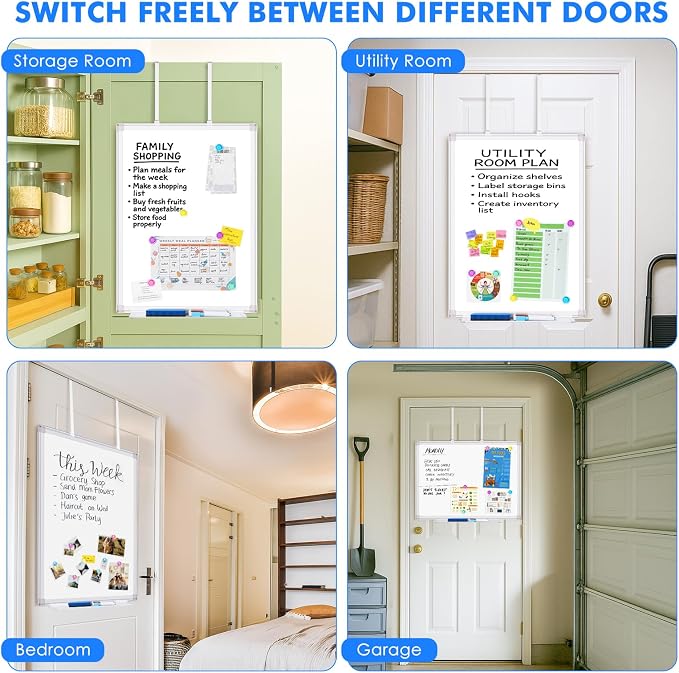 Maxtek Magnetic Dry Erase Board for Door 36 x 24 in | No-Drill Adjustable Long Arm Hook Mount, Portable Hanging Whiteboard For Home, Dorm, Office, Cubicle And Small Spaces