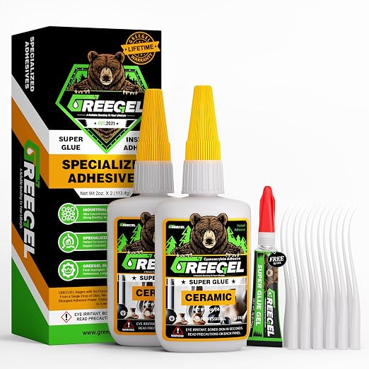 Ceramic CA Glue, Porcelain Clear Super Glue for DIY & Repairs, 2 oz | All-Purpose Clear Instant CA Adhesive for Pottery, Tiles, Porcelain, Home Repairs, Industrial Strength, Ceramic Glue
