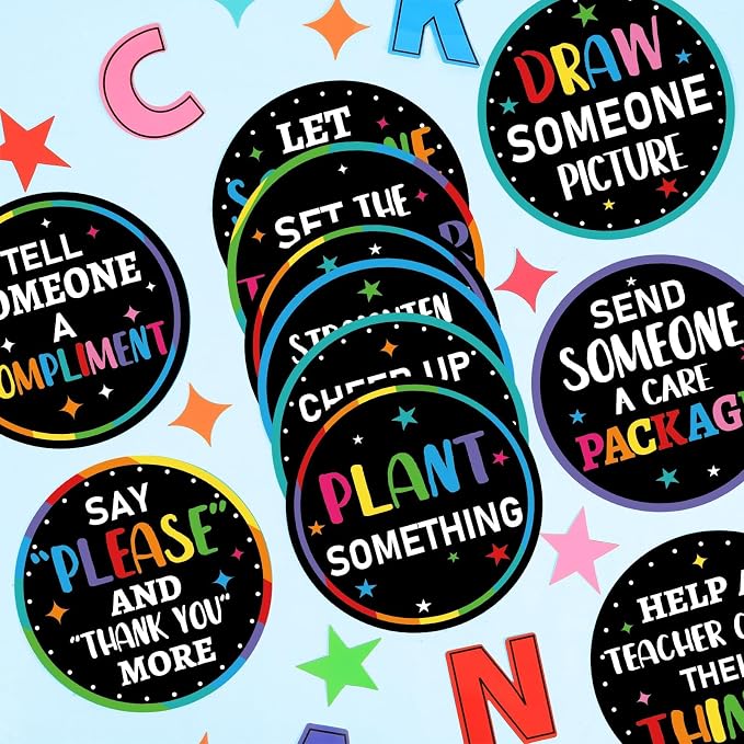 Random Acts of Kindness Bulletin Board Set Colorful Classroom Bulletin Board Decorations Kindness Challenge Cards Cutouts Classroom Decor for Elementary Back to School Teacher Decor Wall Door