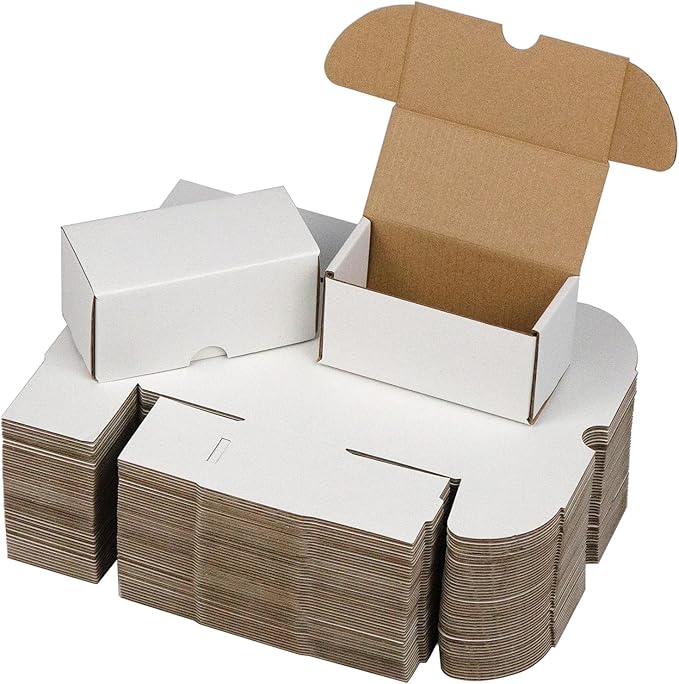 4.6x2.2x2.2 Inches Shipping Boxes Set of 50, White Corrugated Cardboard Box Literature Mailer for Packing Small Business (usable size: 4.2"x 2.1"x 2.1")