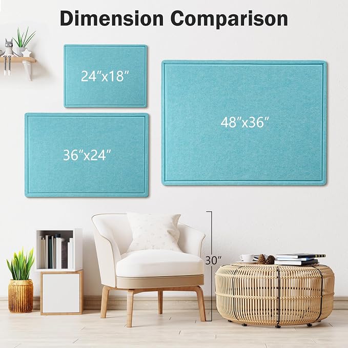 Felt Bulletin Board 24x18 inches, Decorative Pin Board for Home & Office | Cork Board Alternative for Wall with Push Pins, Display Mood Board for Photos, Notes & Reminders