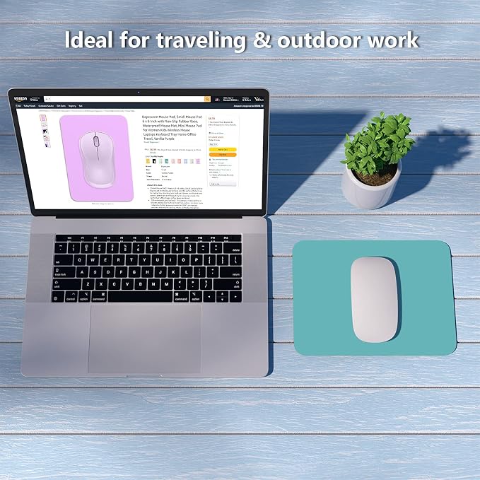 Dapesuom Small Mouse Pad, 6 x 8 Inch Thick Rubber Premium-Textured Non-Slip Portable & Washable Mini Mouse Mat for Women Men Wireless Laptops Keyboard Tray Gaming Work Computer Travel, Malachite Green