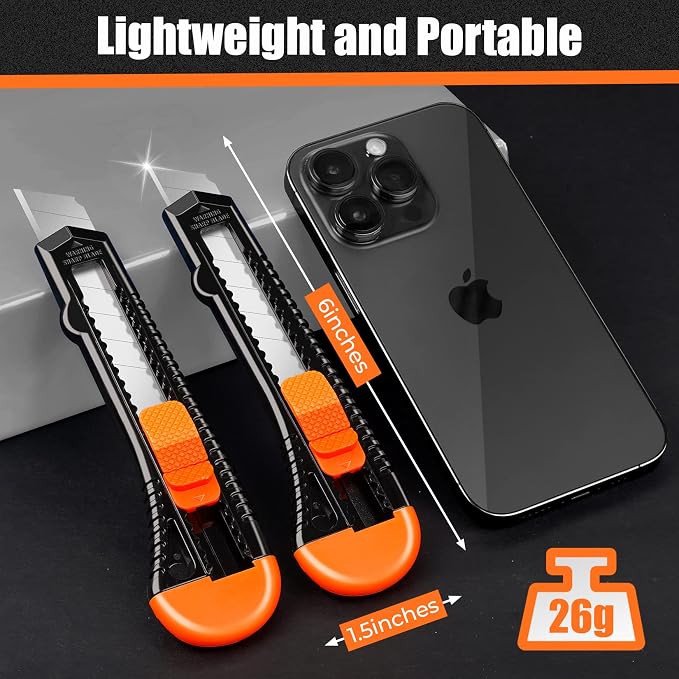 DIYSELF 12 Pack Box Cutter Retractable, 18mm Snap-Off Utility Knife | Disposable Utility Knife, Portable Box Opener, Razor Knife for Office, Shop and Warehouse