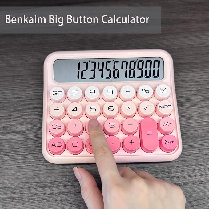 Calculators, Benkaim Desk Calculator, Basic Standard Calculator,12 Digit Large LCD Display Big Button for School, Home & Business Use, Gold Desk Accessories(Beige)