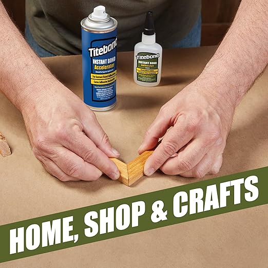 Titebond Instant Bond Thick CA Super Glue – Fast-Setting Ethyl Cyanoacrylate Adhesive for Wood, Miter Joints, Jigs, Fixtures & End-Grain, 8-10 Second Set – 4 Oz. 6222