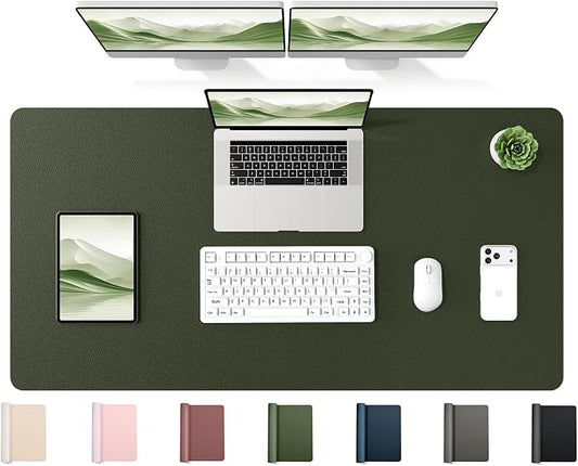 YSAGi 47.2" x 24" Large PU Leather Desk Mat for Keyboard and Mouse - Waterproof Non-Slip Desk Pad Protector for Office, Home, Writing Desk, Olive Green