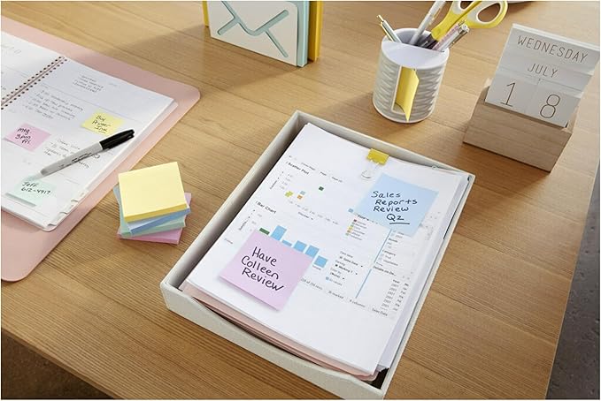 Post-it Super Sticky 100% Recycled Pop-up Notes, 3 in. x 3 in., 70 Sheets, 6 Pads, Wanderlust Collection, New Year Organization or Second Semester School Supplies