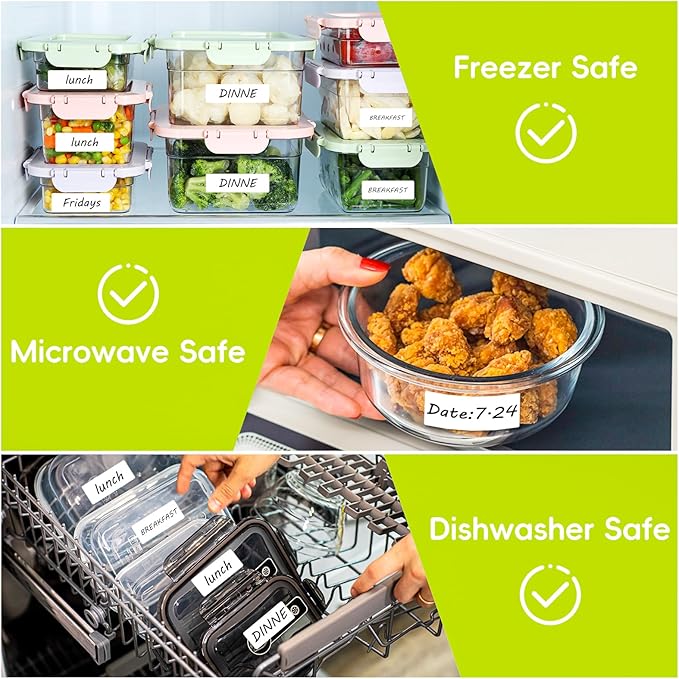 600 Blank Removable Freezer Labels with Perforation Line for Easy Distribution and Use. Waterproof and Oil-Resistant, Suitable for Food Containers, Jars, and Kitchen Organization.(1 "x 3")