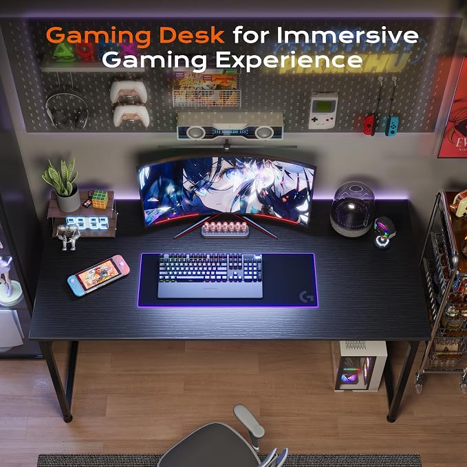 40 X 24 Inch Computer Desk with Deeper Desktop, Gaming Office Writing Work Desk for Home Office, Study, Bedroom, Work from Home Desk, Metal Frame, Black