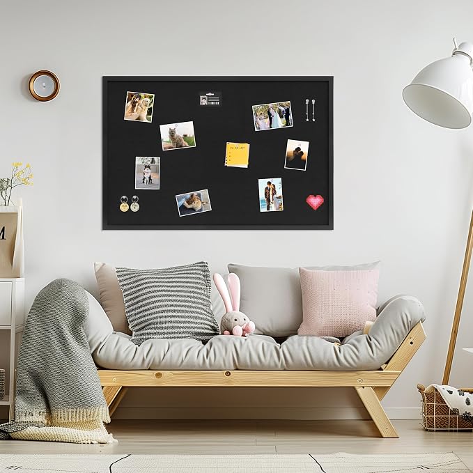 DAHAPYBOO Cork Board with Linen Black 2Pack,Bulletin Board 36"x24" | Corkboards for Office Home School Message Board or Vision Board Decoration