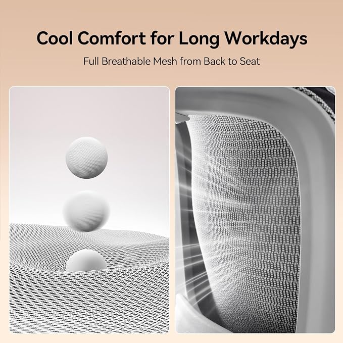 SIHOO B100 Mesh Ergonomic Office Chair with Adaptive Lumbar Support | Desk Chair with Wide Headrest, Flip-up Armrests, Swivel Desk Chair for Long Hours, Grey