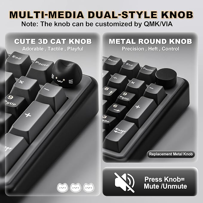 YUNZII B98 PRO 96% Wireless Mechanical Keyboard (Black, Candy Switch) | QMK/VIA, with Numpad, Dual-Style Knob Design, Creamy Pre-Lubed Switches, Hot Swap, Gasket Mount, RGB for Gaming/Win/Mac