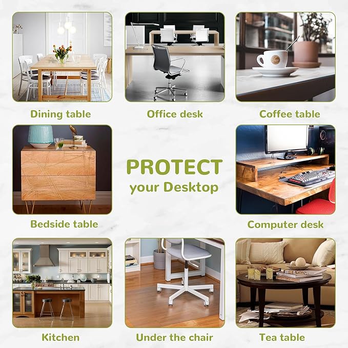 16 x 42 Inch Clear Table Cover Protector, Clear Desk Mat, Clear Table Protector, 1.5mm Plastic Table Cover, Vinyl Table Protector, Desk Mats on Top of Desks