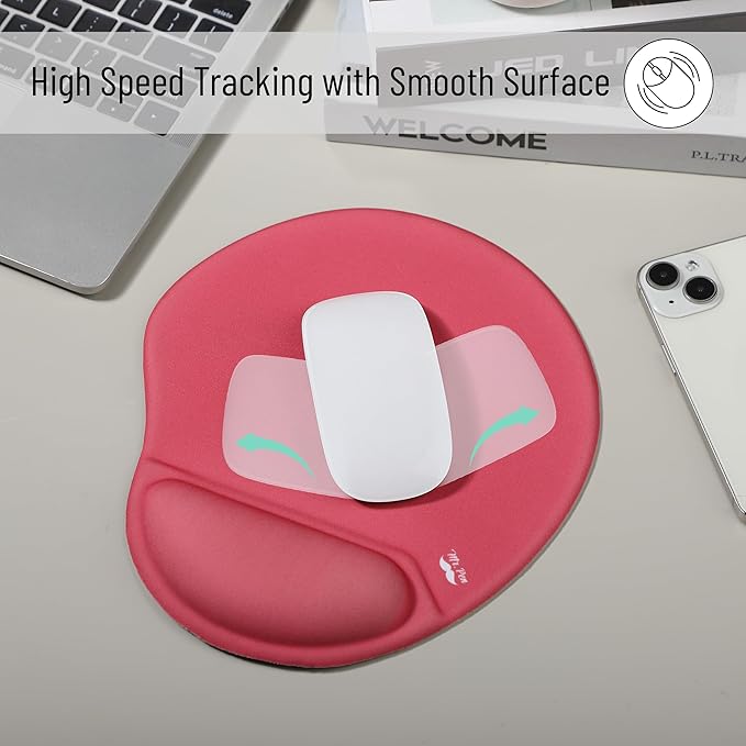 Mr. Pen- Ergonomic Mouse Pad with Wrist Rest, Red Breathable Fabric with Memory Foam Cushion, Non-Slip Rubber Base, Gel Mouse Pad with Wrist Support