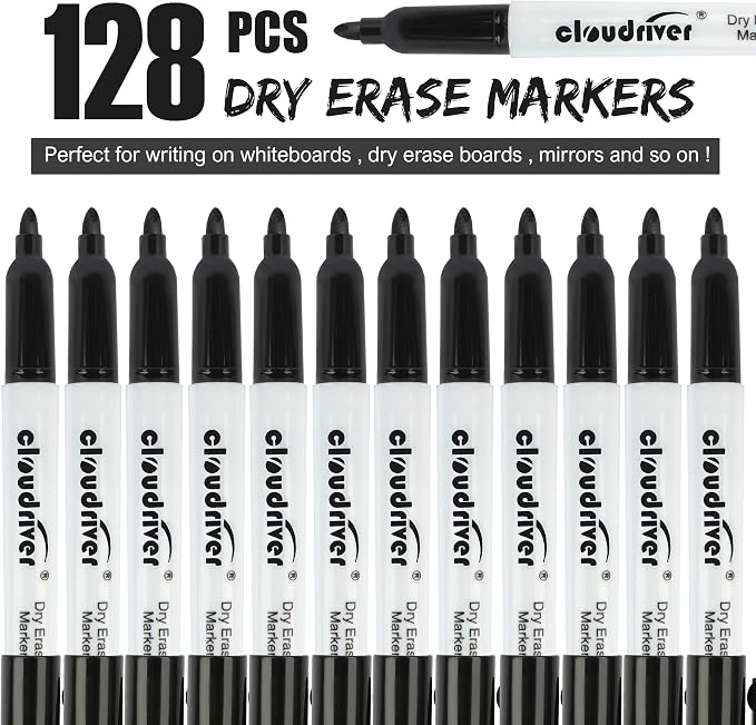 cloudriver Dry Erase Markers 512 Pack, Black Whiteboard Markers, Fine Tip, Low Odor, Bulk Dry Erase Marker For Office, home and School Supplies