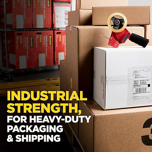Scotch Commercial Grade Shipping Packaging Tape, 1.88" x 54.6 yd, Designed for Packing, Shipping and Mailing, Guaranteed to Stay Sealed, 3" Core, Clear, 4 Rolls (3750-4RD)