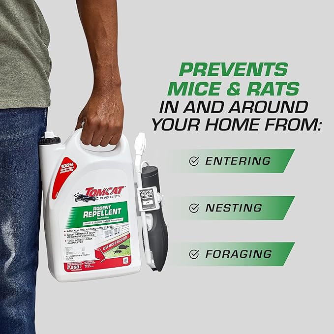 Tomcat Repellents Rodent Repellent Ready-to-Use — Indoor & Outdoor Mouse and Rat Deterrent with Peppermint, Cinnamon & Garlic Essential Oils, 1 Gallon, 1 gal.