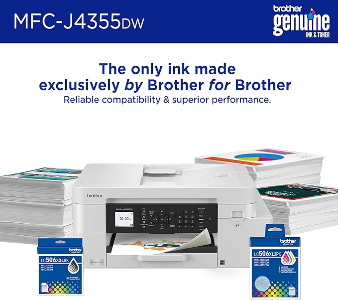 Brother INKvestment 4355 Wireless Color Inkjet All-in-One Printer with 1.8” Color Display and Manual Feed Slot | Includes Refresh Subscription Trial(1) (MFC-J4355DW)
