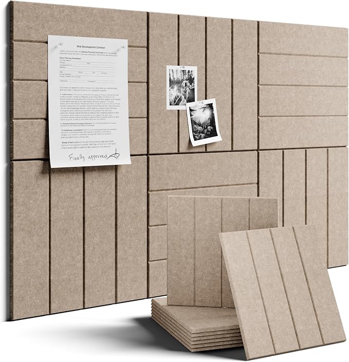 Fluxynara Felt Bulletin Board & Cork Board Alternative, Taupe | 36" x 24" Pin board, Removable Adhesive Tabs, Easy Install Without Wall Damage, For Home Office Decor