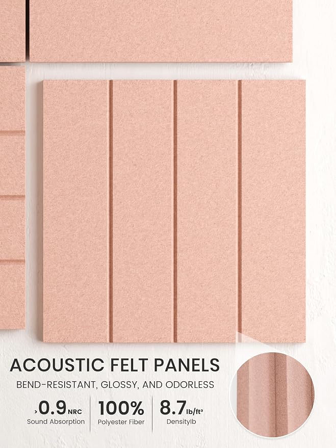 Bumusty 36" x 24" Large Cork Board Alternative, Pink | 6-Pack Felt Bulletin Board Tiles, 60 Adhesive Tabs, 30 Pushpins, Home, Office, Classroom, Vision Board