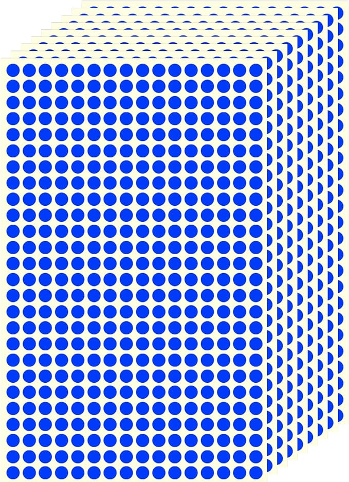 1/4" Small Colored Dot Stickers 6240 PCS Round Circle Stickers Tiny Blue Coding Labels Mini Sticker for Office,Classroom (Blue, 1/4" (6 mm))