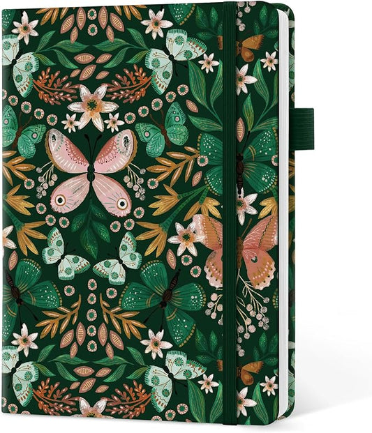 Taja Blank Journal Notebook for Women & Men, Hardcover Leather Journal for Writing, Sketch Book, A5 Plain Paper Notebook for Drawing & Sketching, Perfect for Office School Home Supplies, Butterfly