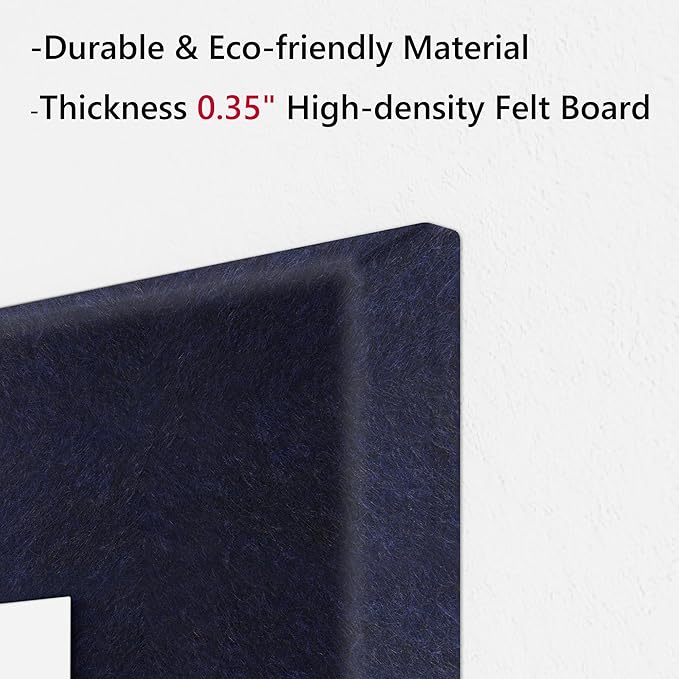 Large Cork Board for Wall, 36" x 24" Bulletin Board with Pushpins, 6 Panels Felt Tiles Tack Push Pin Board for Office, Dark Blue