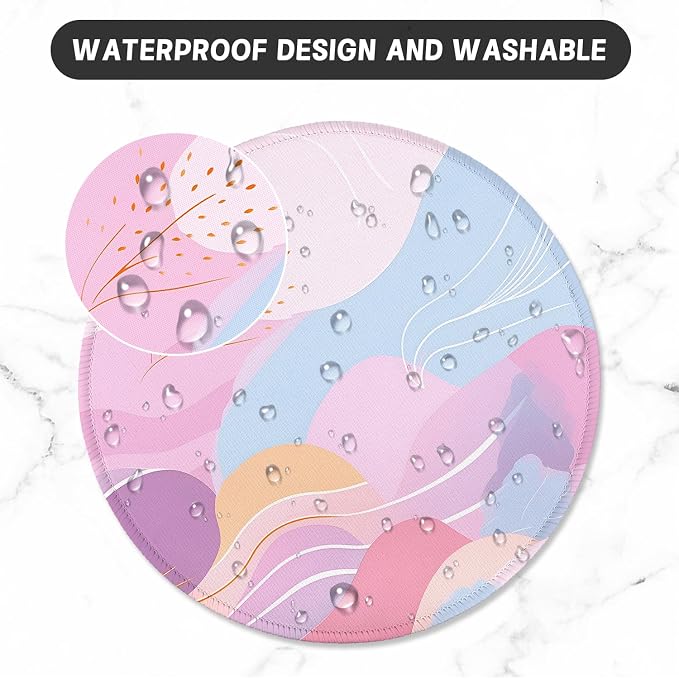 ITNRSIIET Round Mouse Pad with Stitched Edge Premium-Textured Waterproof Non-Slip Rubber Base Desktop Protection Mat Diameter 8.7 inches, Art Style Pattern