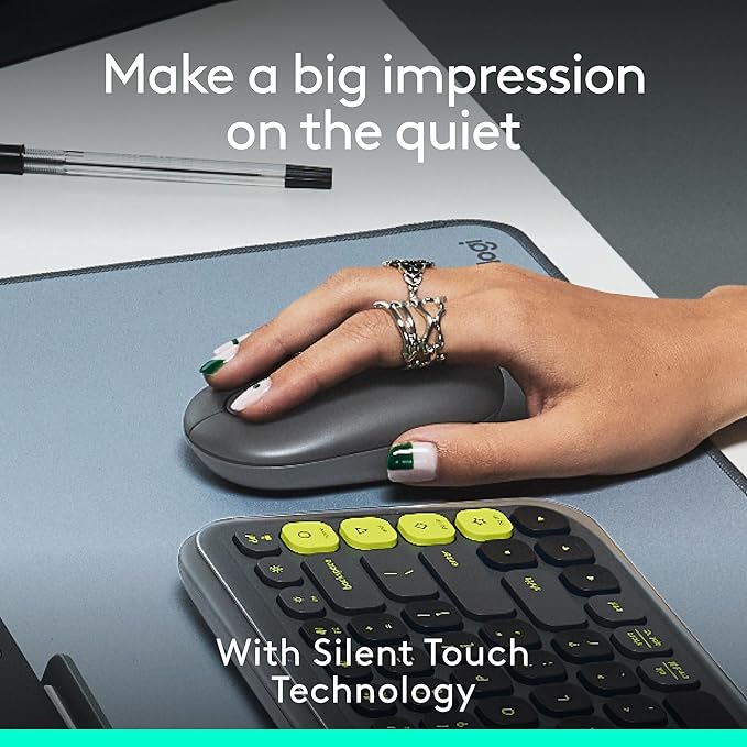 Logitech POP Mouse, Wireless Mouse with Customizable Emojis, SilentTouch Technology, Precision/Speed Scroll, Compact Design, Bluetooth, Multi-Device, OS Compatible - Graphite
