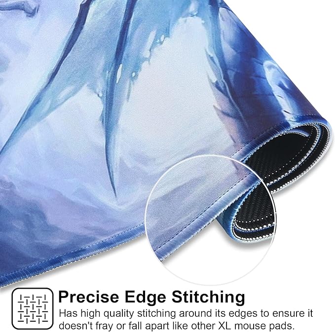 Gaming Mouse Pad,Large Mouse Pad Size 31.5x11.8Thickness 0.12inches,Premium-Textured Non-Slip & Waterproof Computer Mousepad with Stitched Edges for Gaming,Office & Home80x30Girldragon006