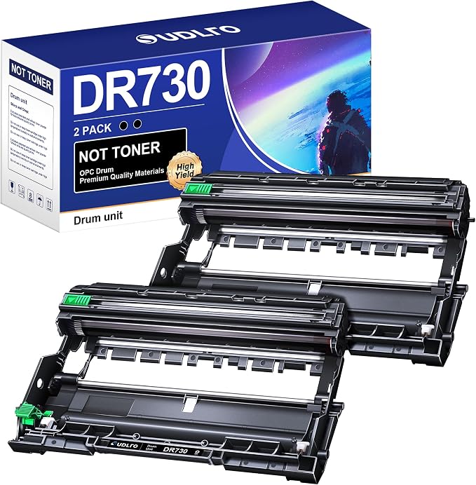 SUDLTO Compatible DR730 DR-730 (Not Toner) | Replacement for Brother Drum DR730 for with MFC-L2750DW HL-L2370DW MFC-L2710DW HL-L2350DW DCP-L2550DW Printer (2 Pack, Black)