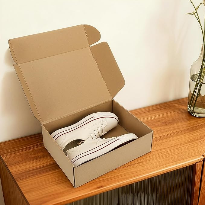 13x10x4 inch Shipping Boxes Set of 15 Brown, Inner Size 12.6x9.6x1.6 inch Cardboard Box Mailers for Small Business Packaging Mailing or Gift Wrapping Giving