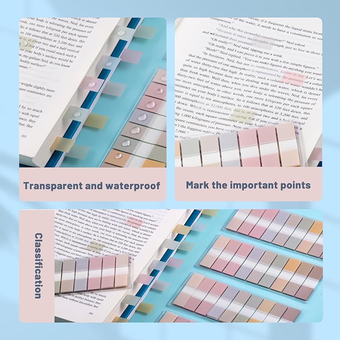 Golcellia Sticky Notes Tabs 900 Pieces Transparent Sticky Tabs, 0.47 Inch Index Tabs, Writable Repositionable Page Tabs for Books, Notebooks, Journals, Files, Neutral Earth Colors