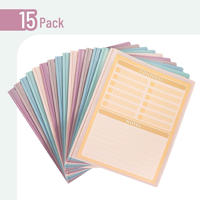 Mr. Pen- Plastic Folders with Pockets and Prongs, 15 Pack, Letter Size, Assorted Pastel Colors, Flexible Plastic Folders with Prongs, Clear Front Pocket and Card Slot
