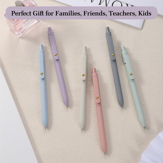FIOVER Gel Pens, 6pcs Blue Ink Medium Point 0.7mm Smooth Writing Pens | Comfort Grip, Aesthetic Pens for Journaling, School Office Supplies, Gifts for Women, Men