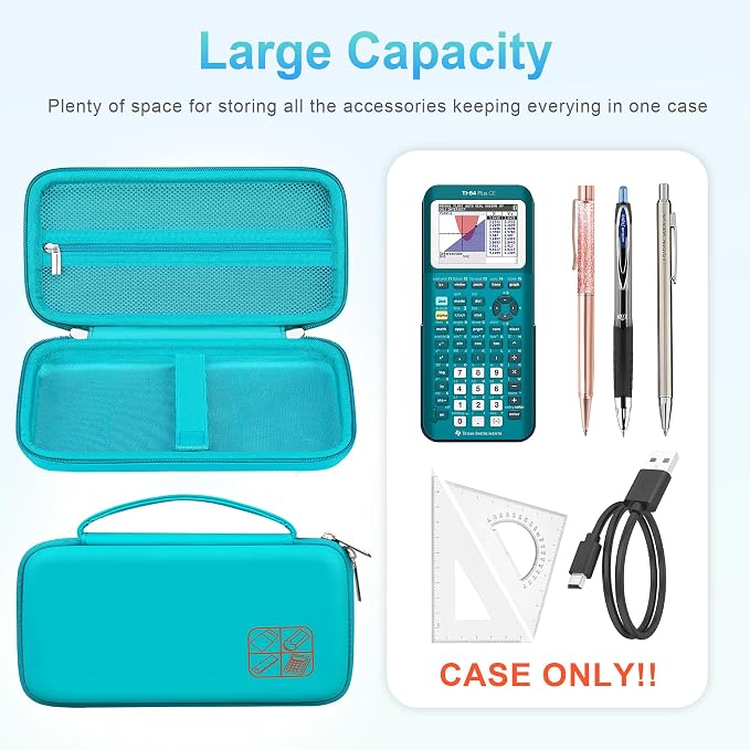 BOVKE Case for TI-84 Plus CE/TI-84 Evo/TI-84 Plus/TI-83 Plus/CE Calculator | Texas Instruments TI-84 Plus CE/TI-84 Evo/TI-84 Plus/TI-83 Plus Color Graphing Calculator Shockproof Carrying Case, Teal