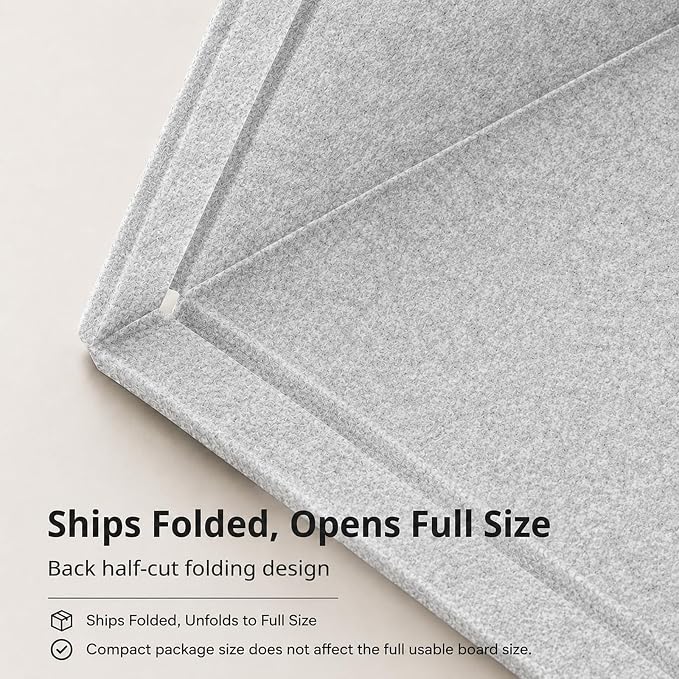 Felt Bulletin Board for Wall 48" x 36" Unfolded Size, Large Frameless Felt Pin Board, Soft Cork Board Alternative for Office, Home Planning, Notes, Photos & Wall Decor, Foldable Shipping, Easy Install