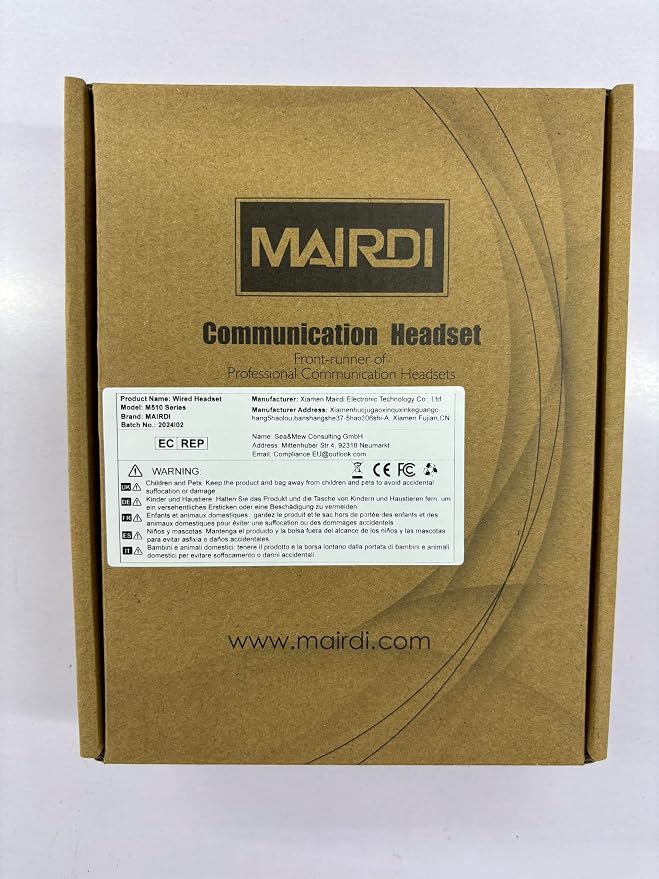 MAIRDI Telephone Headset with Microphone Noise Canceling, Binaural Call Center Office Headphone with RJ9 Jack & 3.5mm Connector for Landline Phone Cell Phone PC Laptop, Work for Polycom Avaya Nortel