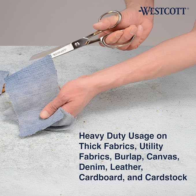 Westcott 8in Forged Classic Fabric and Paper Scissors, Heavy Duty, Knife-Edge for Sewing, Tailoring, General Arts and Crafts, Office
