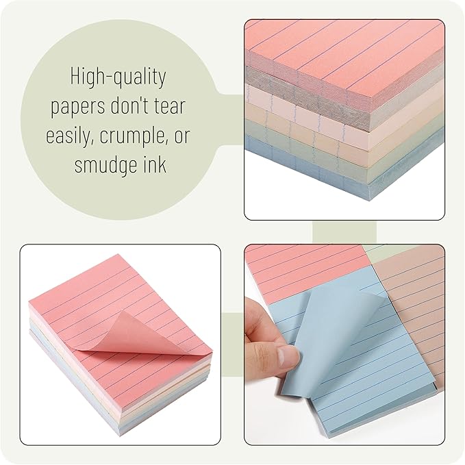 Mr. Pen- Lined Sticky Notes, 3”x4”, 360 Sheets, Vintage Colors,Colorful Sticky Notes with Lines, Sticky Note Pads, Mr Pen Sticky Notes, Stocky Notes for Bible Journaling