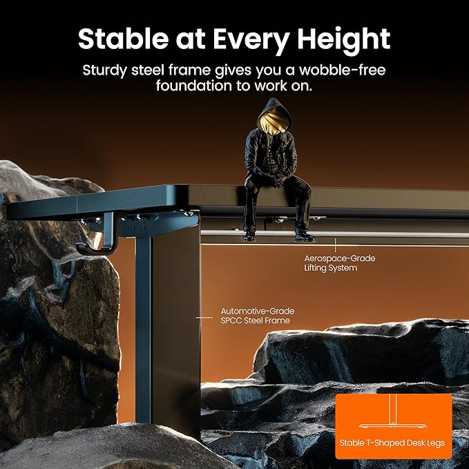 ErGear Height Adjustable Electric Standing Desk, 40 x 24 Inches Sit Stand up Desk, Memory Computer Home Office Desk, Carbon Fiber Black